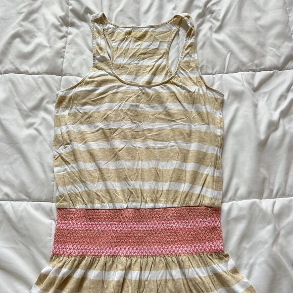 Lilly Pulitzer Dress Womens Small Beige White Sleeveless Racerback Tank Tunic - Picture 2 of 7